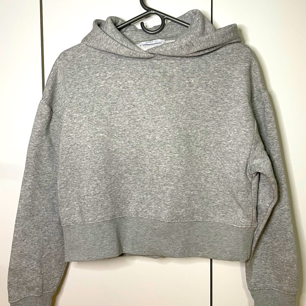 Zara Hoodie Crop-top - Gray, Size S